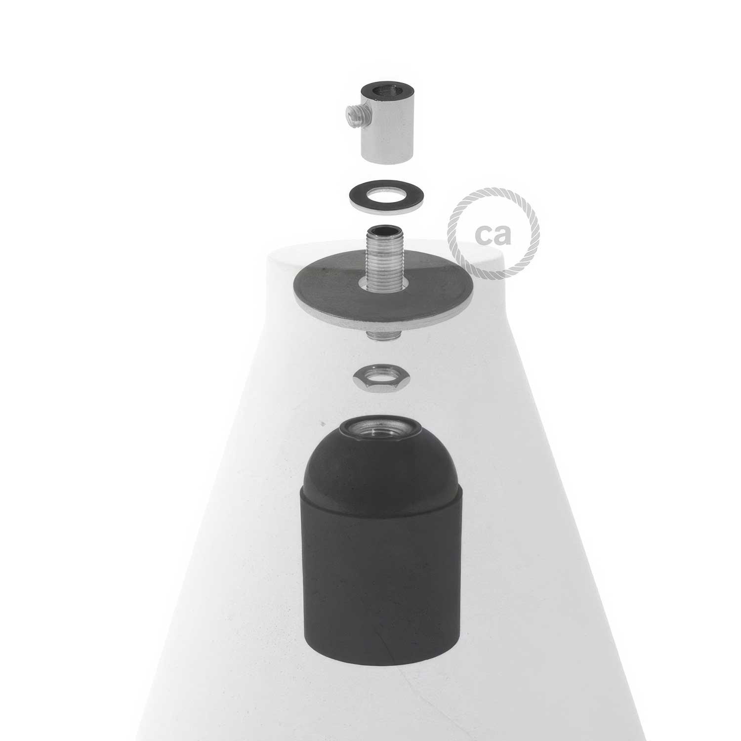 Paralume in cemento Imbuto per lampada a sospensione, completo di serracavo e portalampada E27 - Cemento chiaro