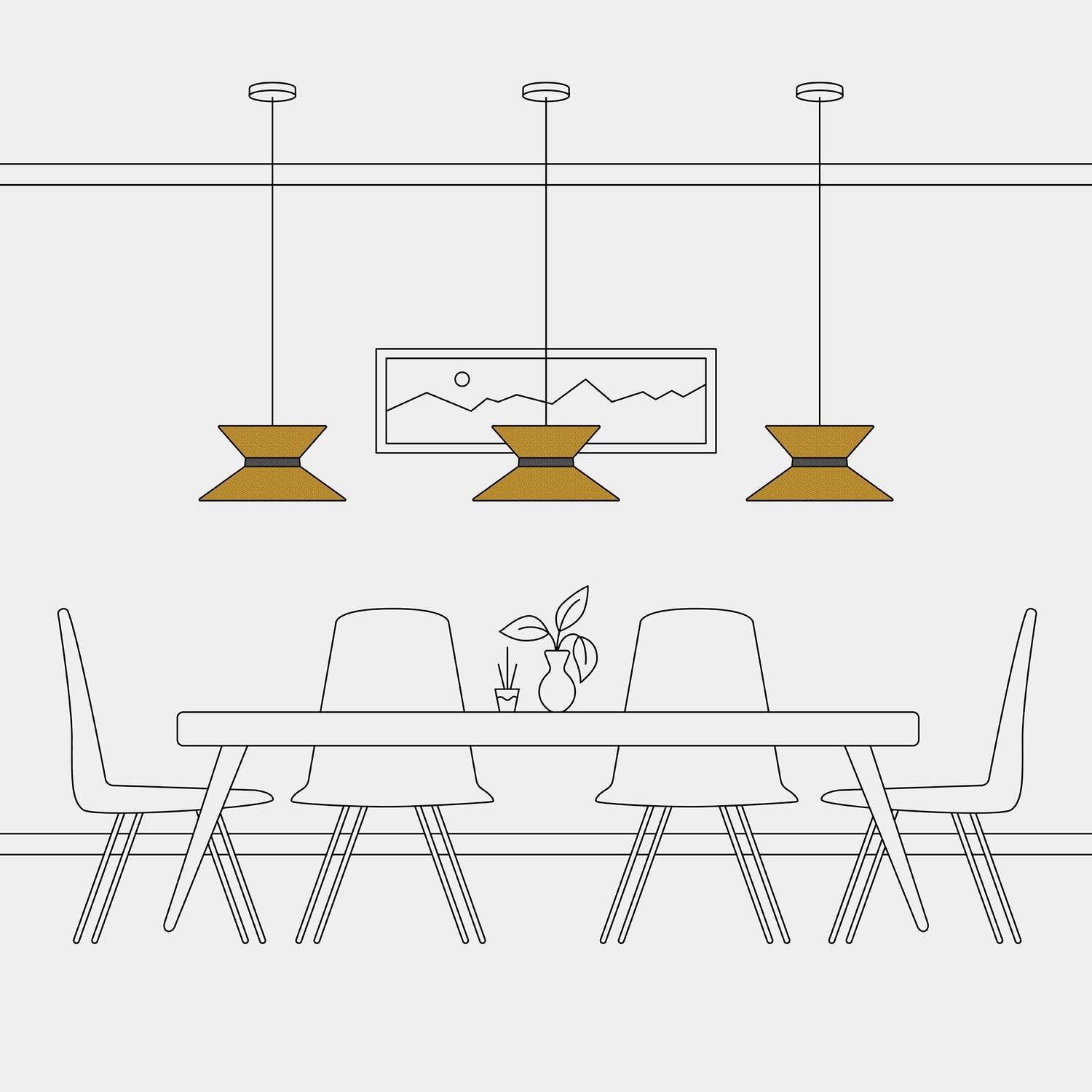 Paralume in tessuto Clessidra per lampada a sospensione - Lana Senape Lana grigio scuro