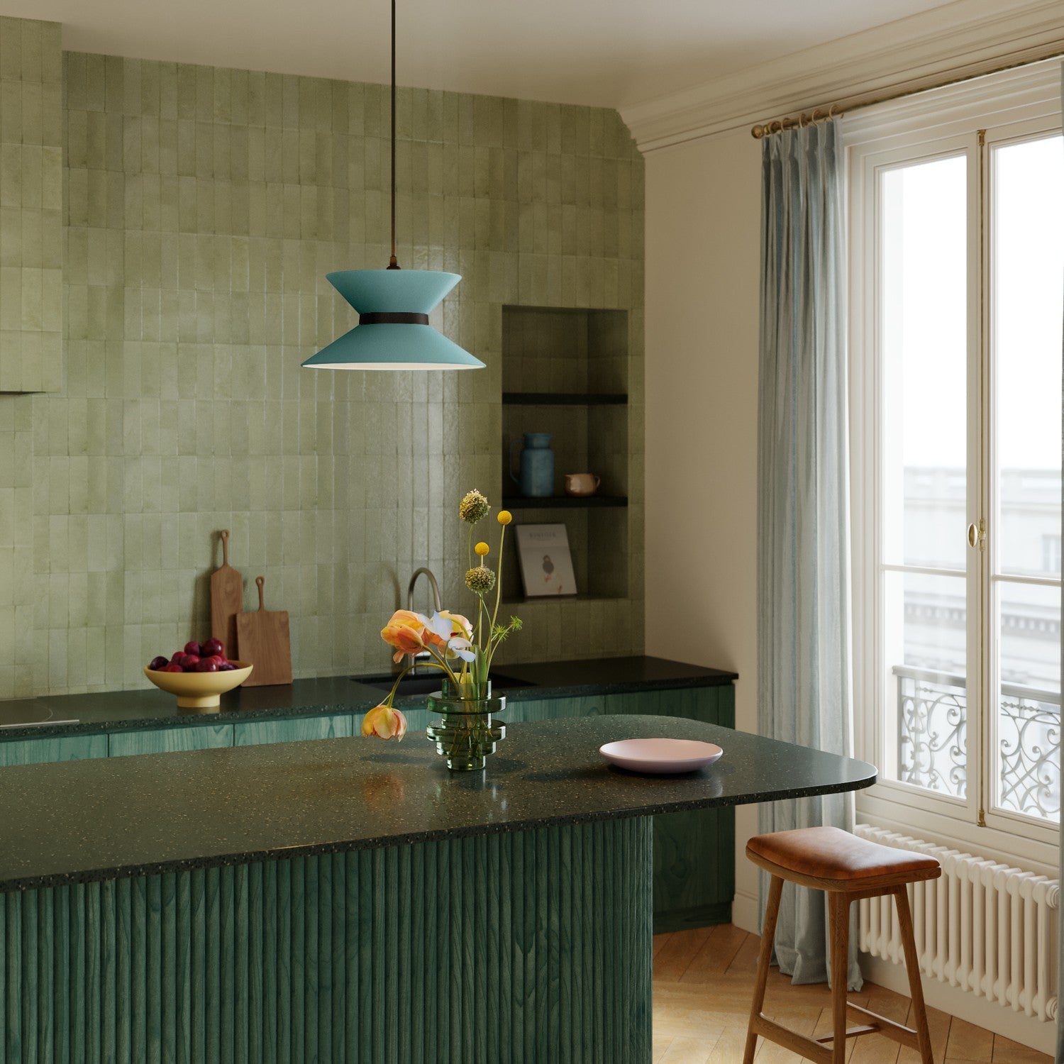 Paralume in tessuto Clessidra Teletta verde dubbio - Made in Italy Teletta antracite