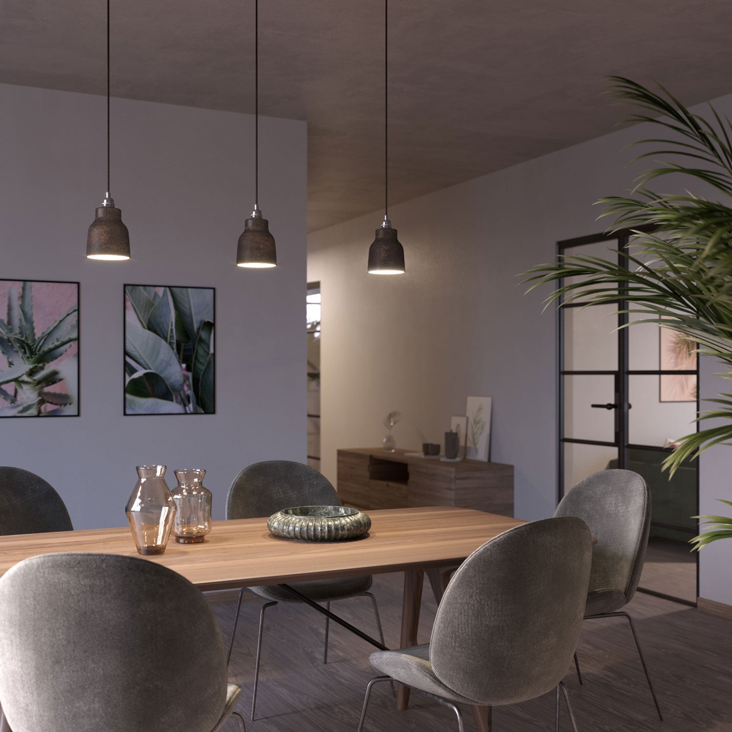 Paralume Vaso in ceramica, collezione Materia - Made in Italy - Effetto corten