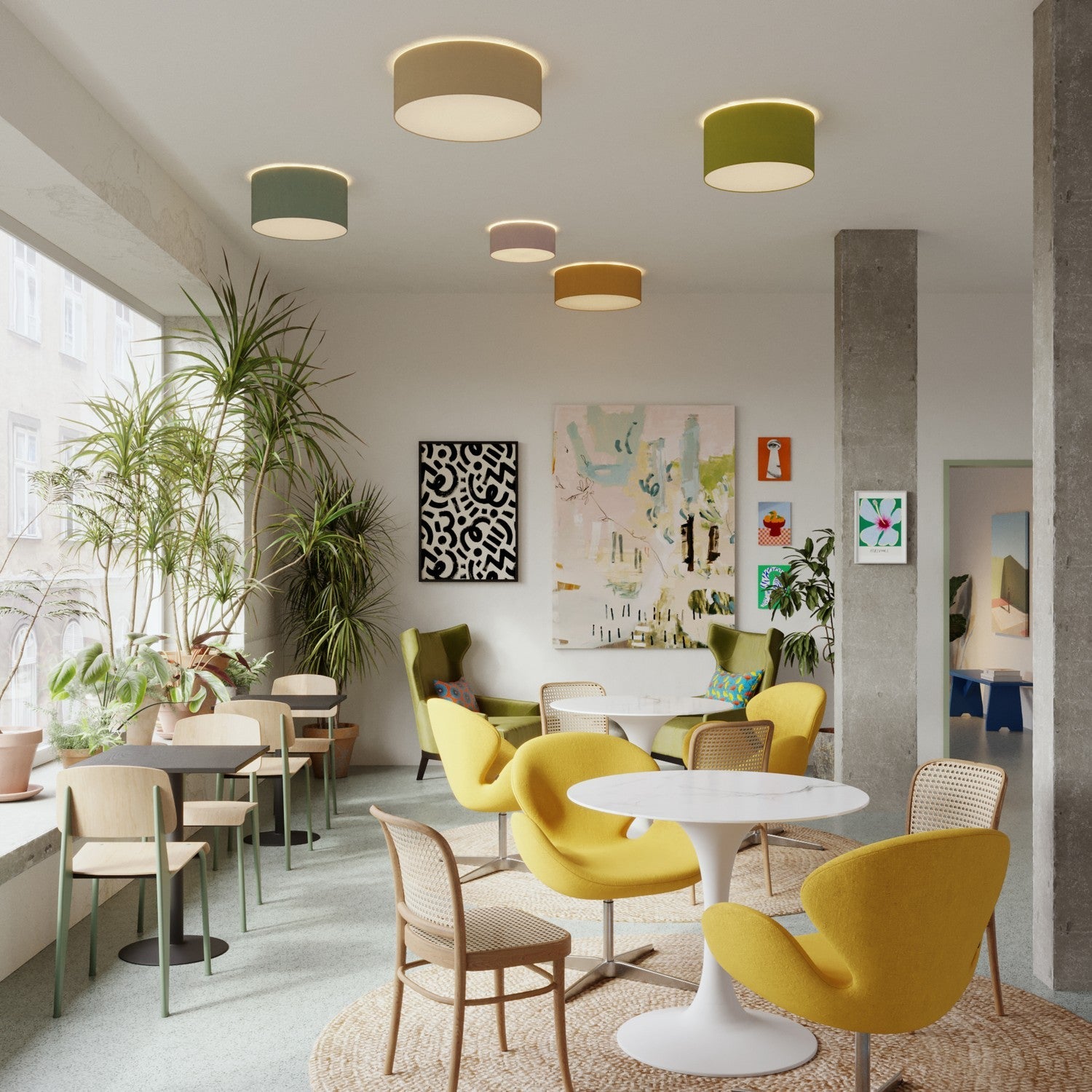 Plafoniera in tessuto Large Arenal tortora - Made in Italy