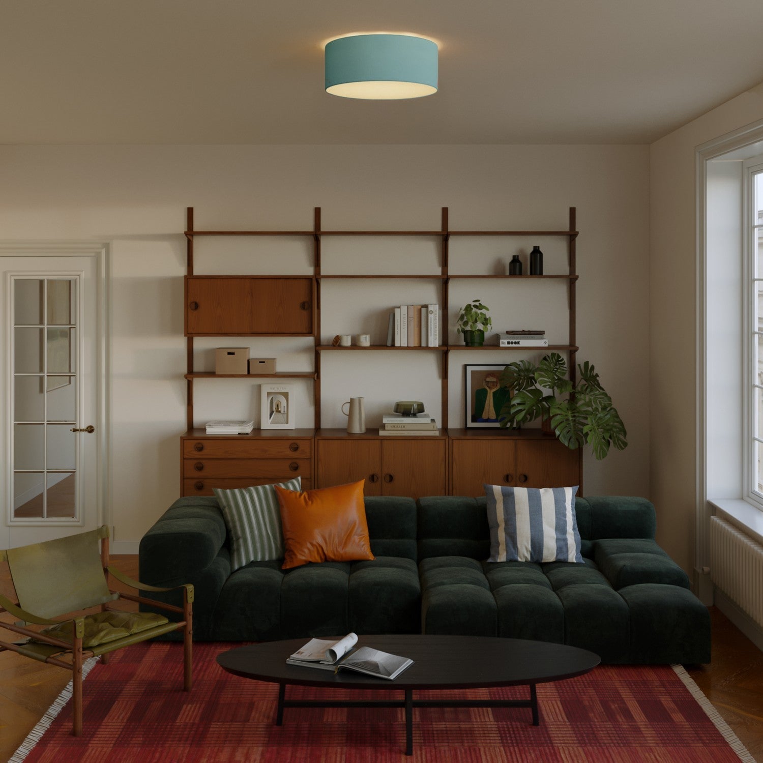 Plafoniera in tessuto Medium Slim - Made in Italy - Teletta Verde Dubbio