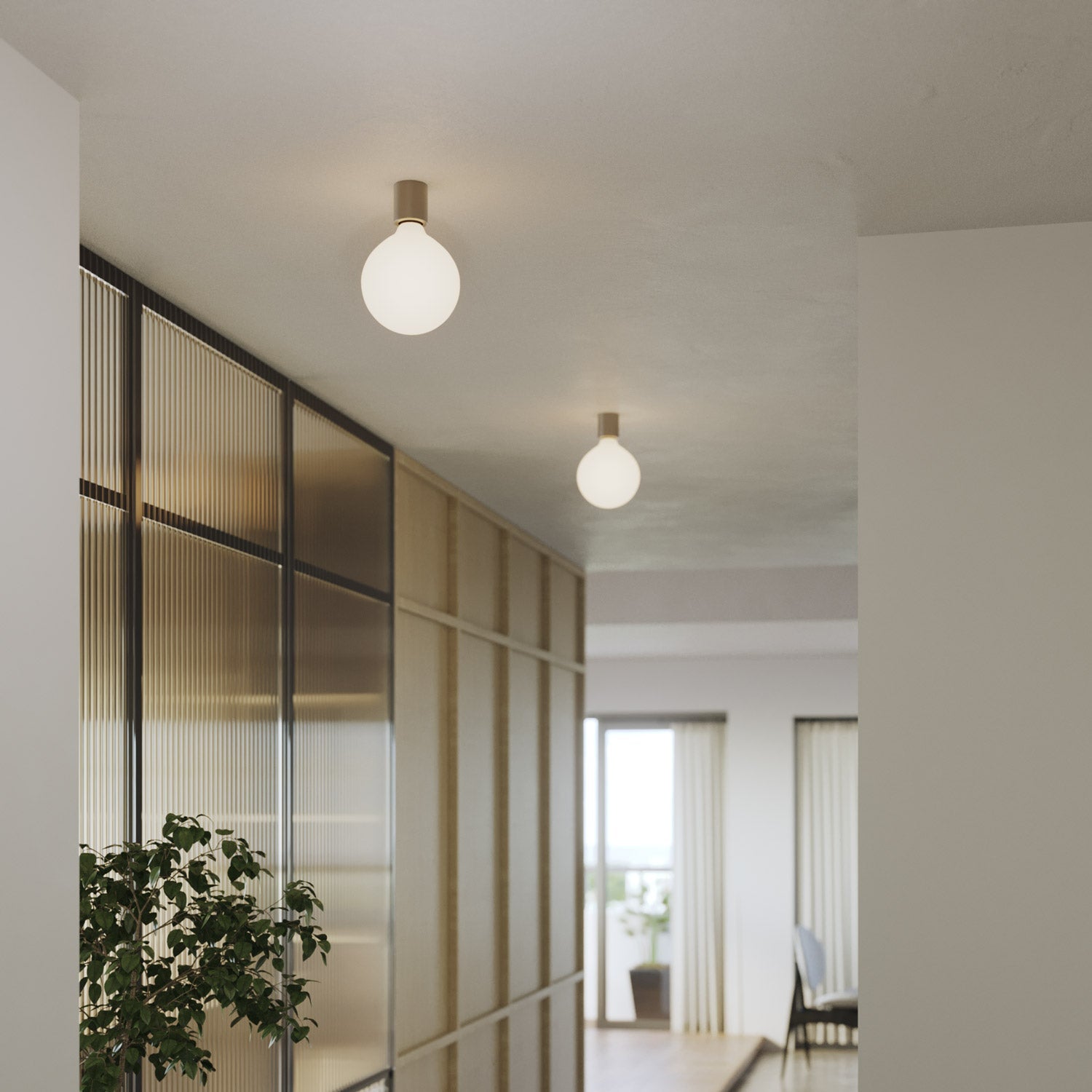 Portalampada E27 in metallo da parete o soffitto - Titanio satinato