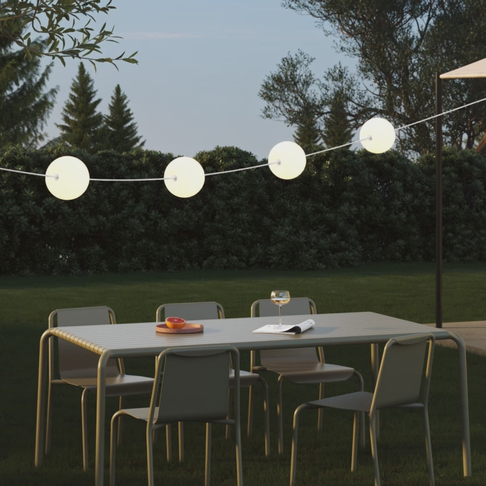 Încarcă video: Catena luminoasă 4 puncte lumină de exterior IP67 Gri - Marina4 Cherry