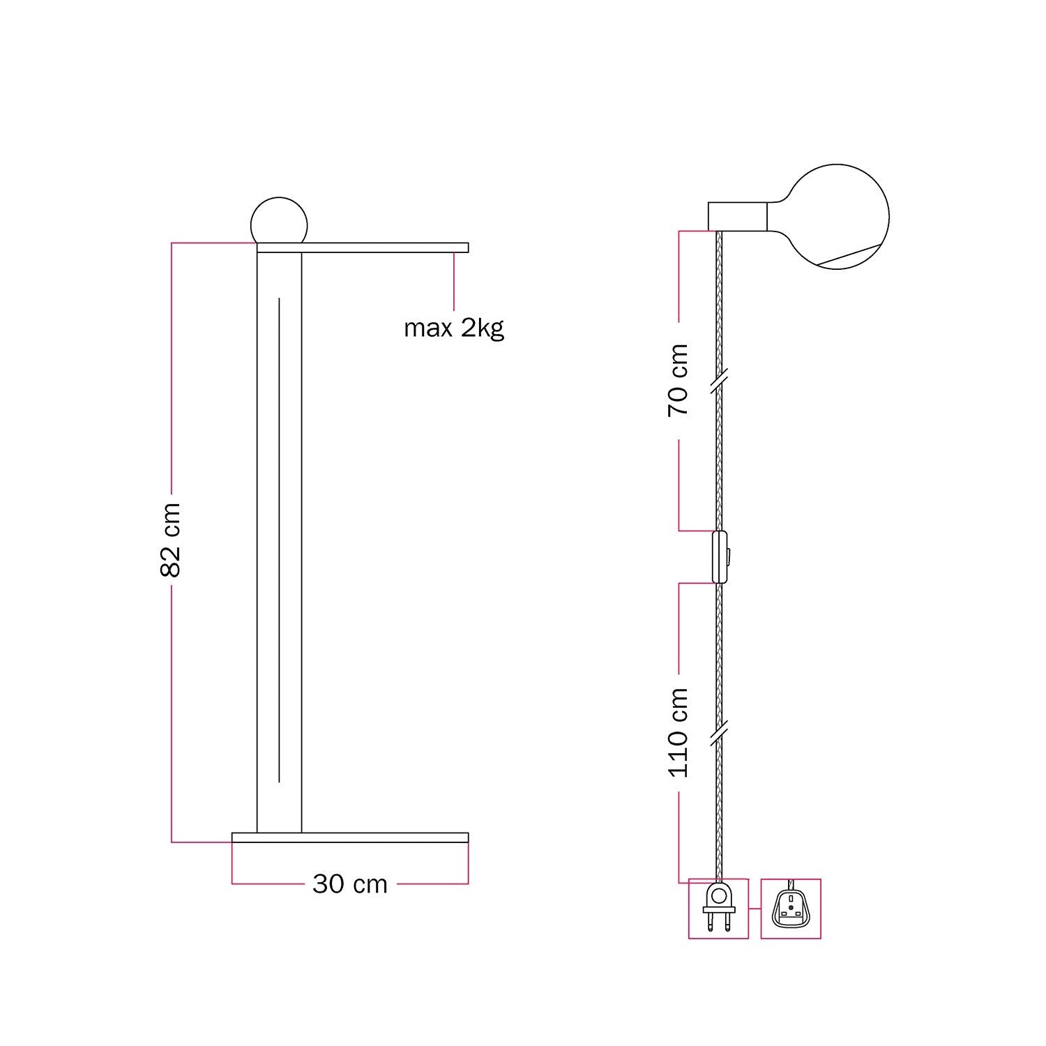Rocco - Lampada da terra con lampadina Camo - Bianco