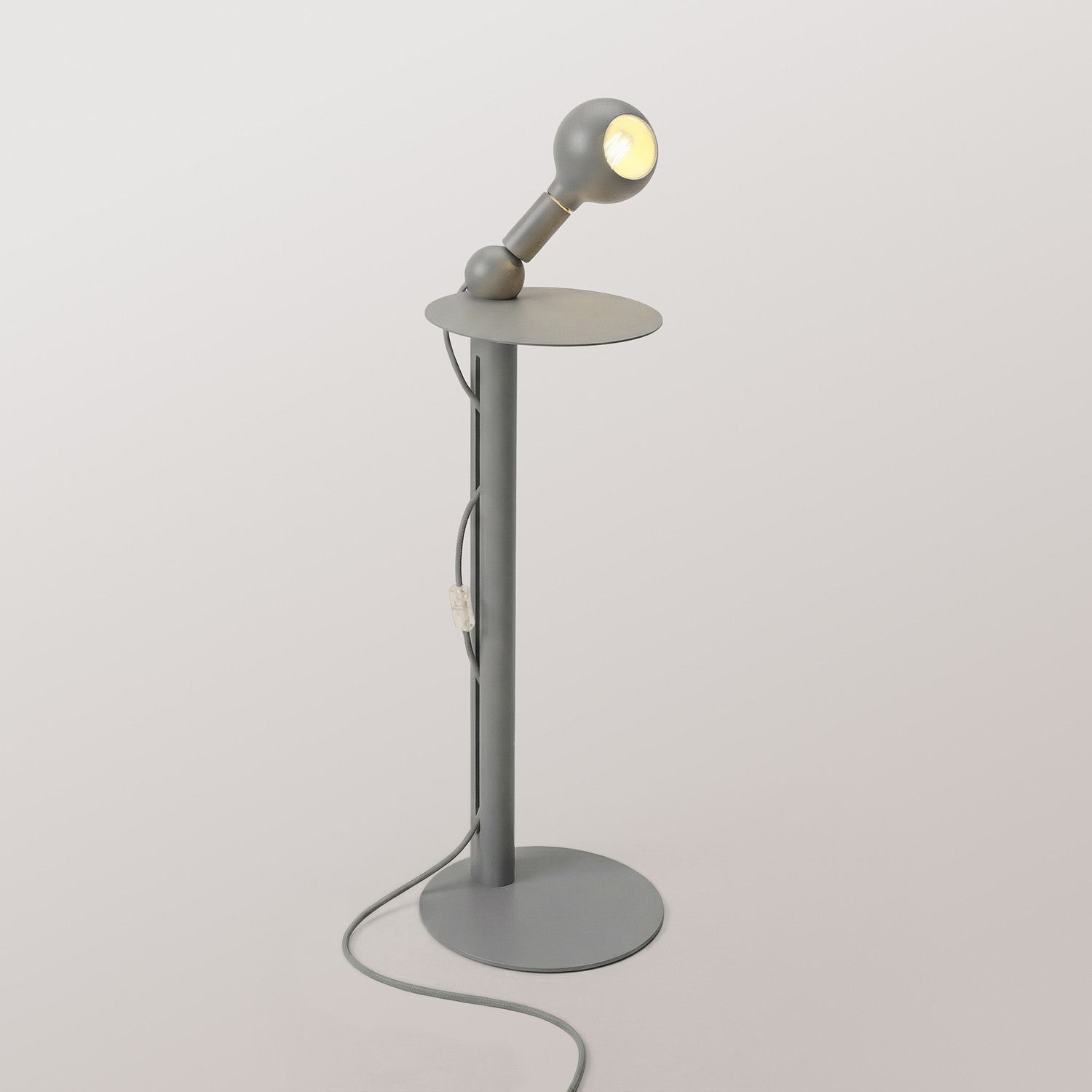 Rocco - Lampada da terra con spina UK e lampadina Camo - Grigio