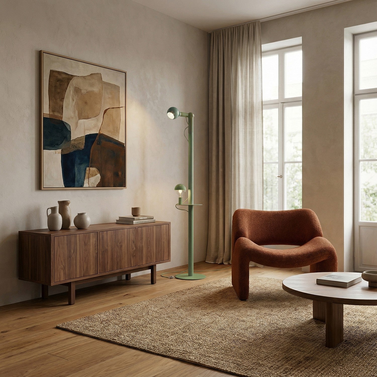 Rocco XXL - Lampada da terra con spina UK e lampadina Maria e Camo - Verde