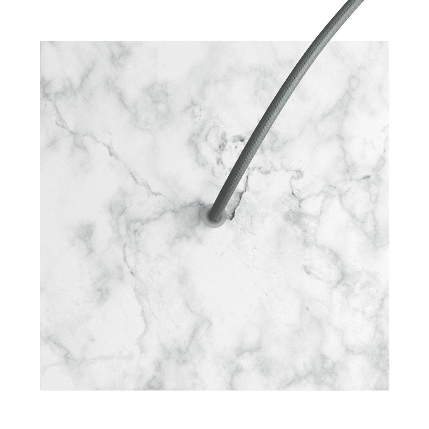 Rosone Rose-One quadrato, 200 mm con 1 foro e 4 fori laterali - Marmo Carrara Bianco