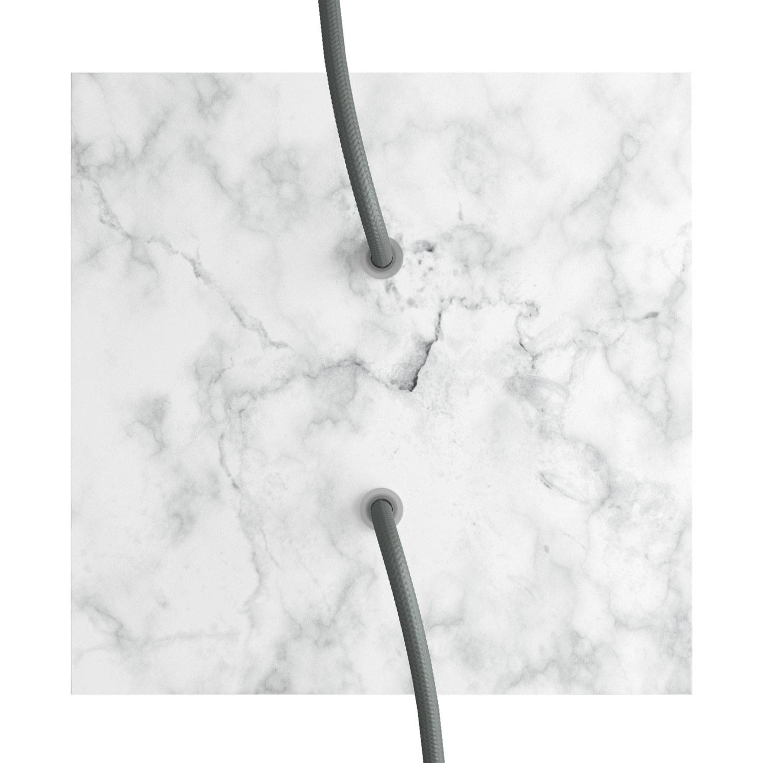 Rosone Rose-One quadrato, 200 mm con 2 fori e 4 fori laterali - Marmo Carrara Bianco