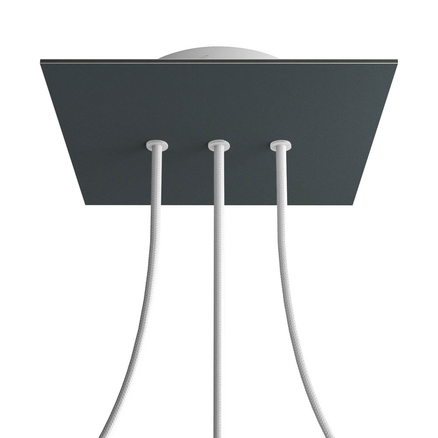 Rosone Rose - One quadrato, 200 mm con 3 fori in linea e 4 fori laterali - Antracite - Creative Cables