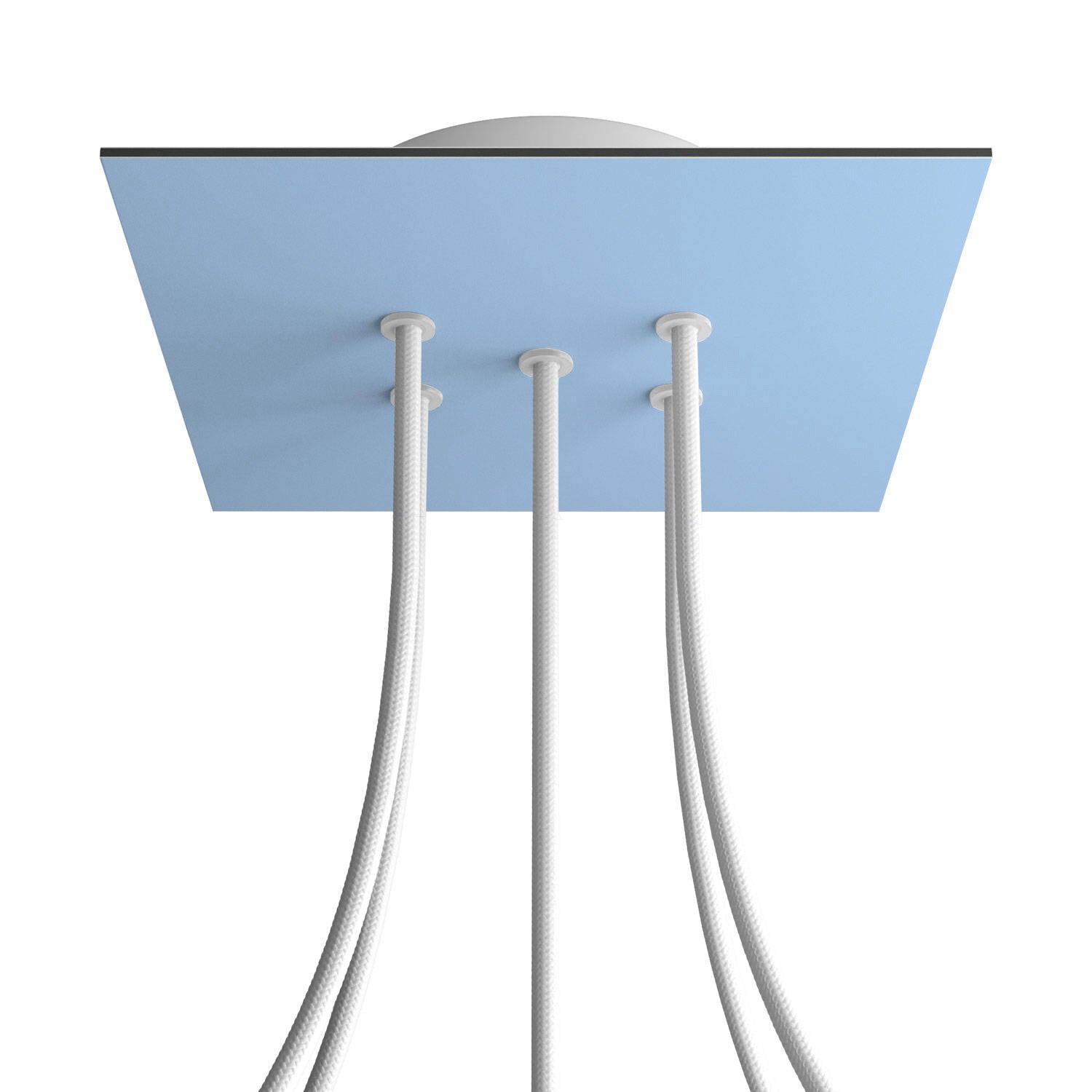 Rosone Rose-One quadrato, 200 mm con 5 fori e 4 fori laterali - Blu carta da zucchero Bianco