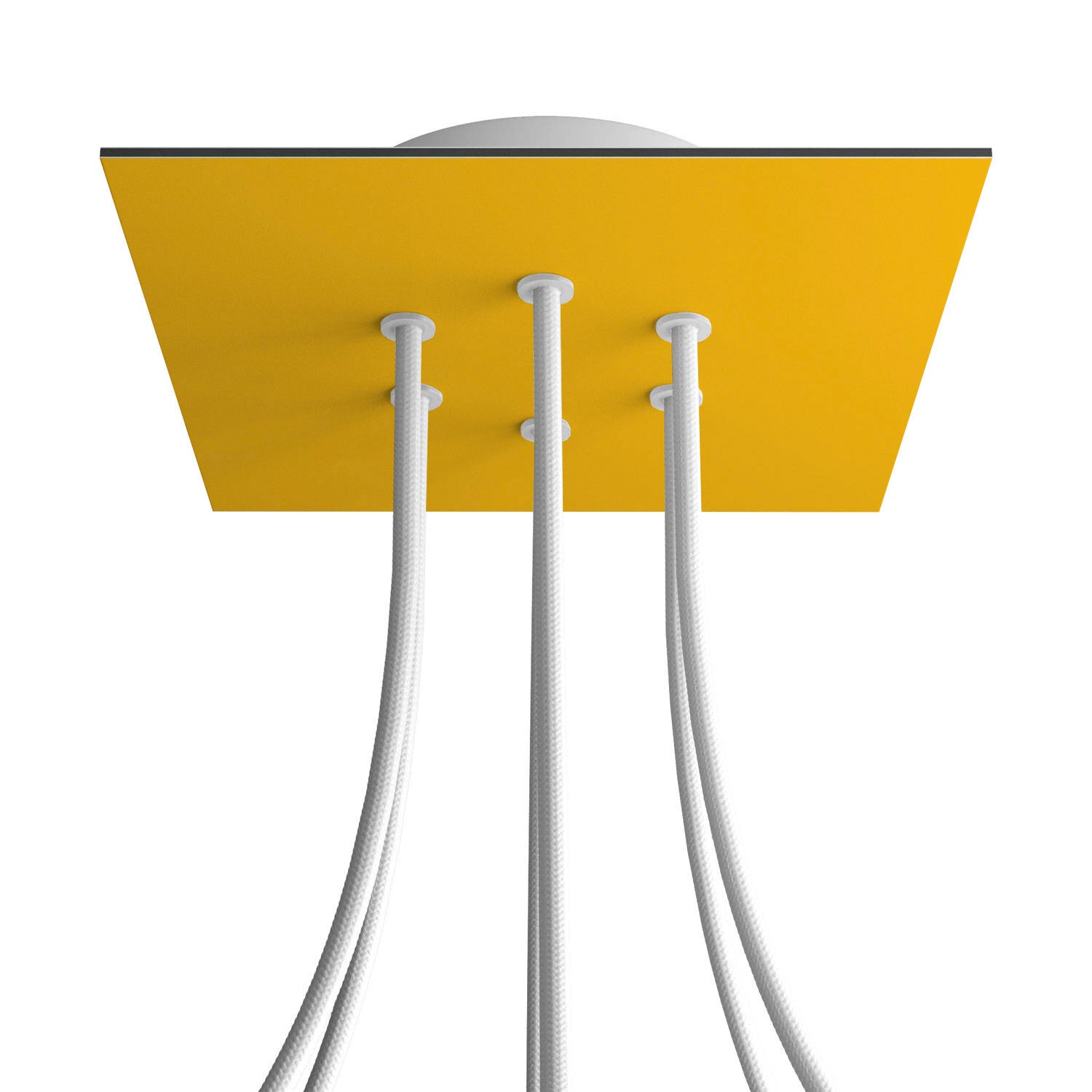 Rosone Rose - One quadrato, 200 mm con 6 fori e 4 fori laterali - Mostarda - Creative Cables