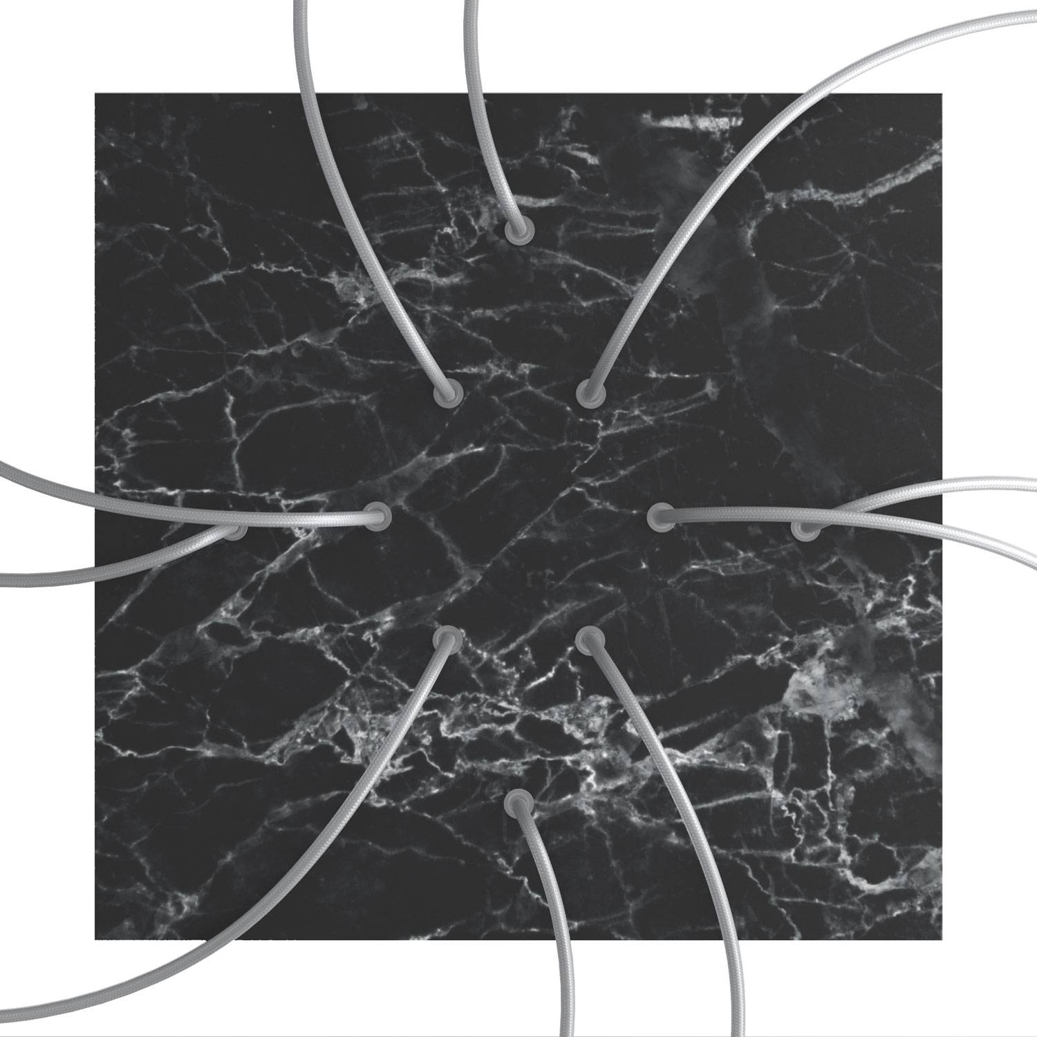 Rosone XXL Rose-One quadrato, 400 mm con 10 fori e 4 fori laterali - Marmo Marquina Bianco