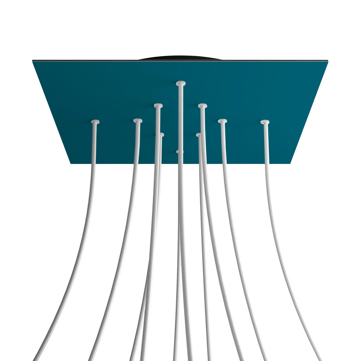 Rosone XXL Rose-One quadrato, 400 mm con 10 fori e 4 fori laterali - Petrolio Nero