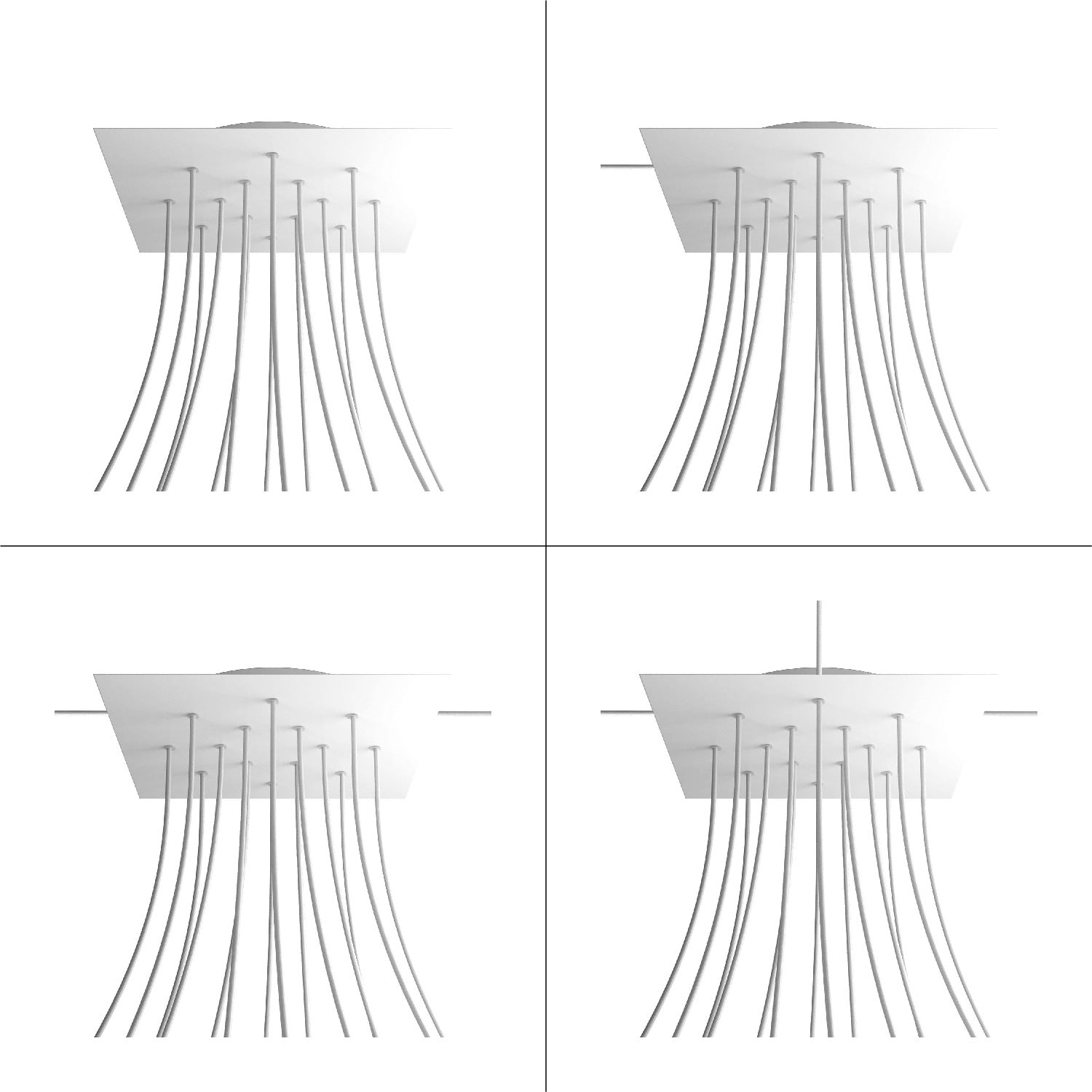 Rosone XXL Rose-One quadrato, 400 mm con 14 fori e 4 fori laterali - Dibond Rame satinato Bianco