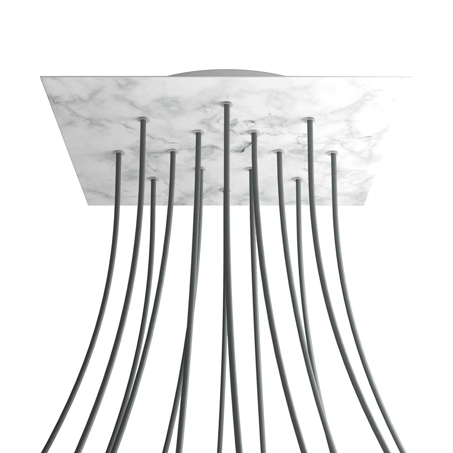 Rosone XXL Rose-One quadrato, 400 mm con 14 fori e 4 fori laterali - Marmo Carrara Bianco