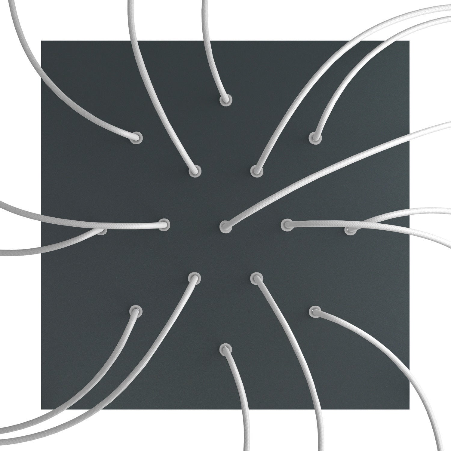 Rosone XXL Rose - One quadrato, 400 mm con 15 fori e 4 fori laterali - Antracite - Creative Cables