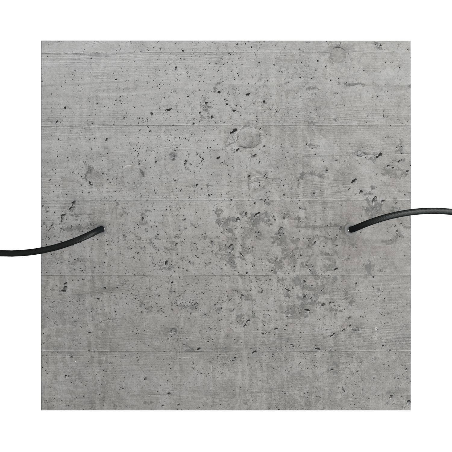 Rosone XXL Rose - One quadrato, 400 mm con 2 fori e 4 fori laterali - Cemento - Creative Cables