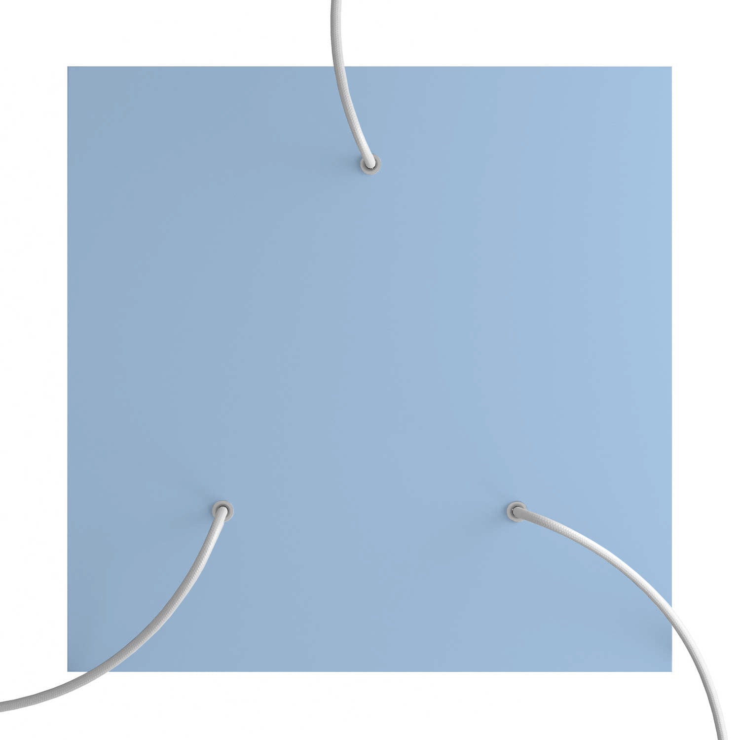 Rosone XXL Rose - One quadrato, 400 mm con 3 fori e 4 fori laterali - Blu carta da zucchero - Creative Cables