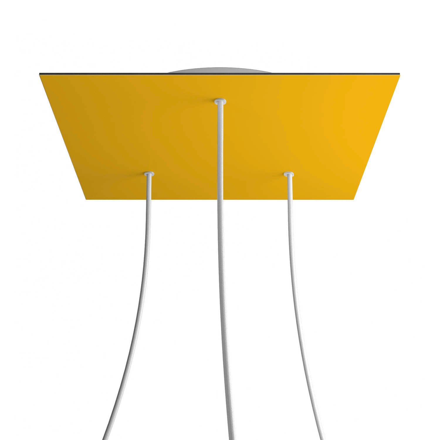 Rosone XXL Rose - One quadrato, 400 mm con 3 fori e 4 fori laterali - Mostarda - Creative Cables