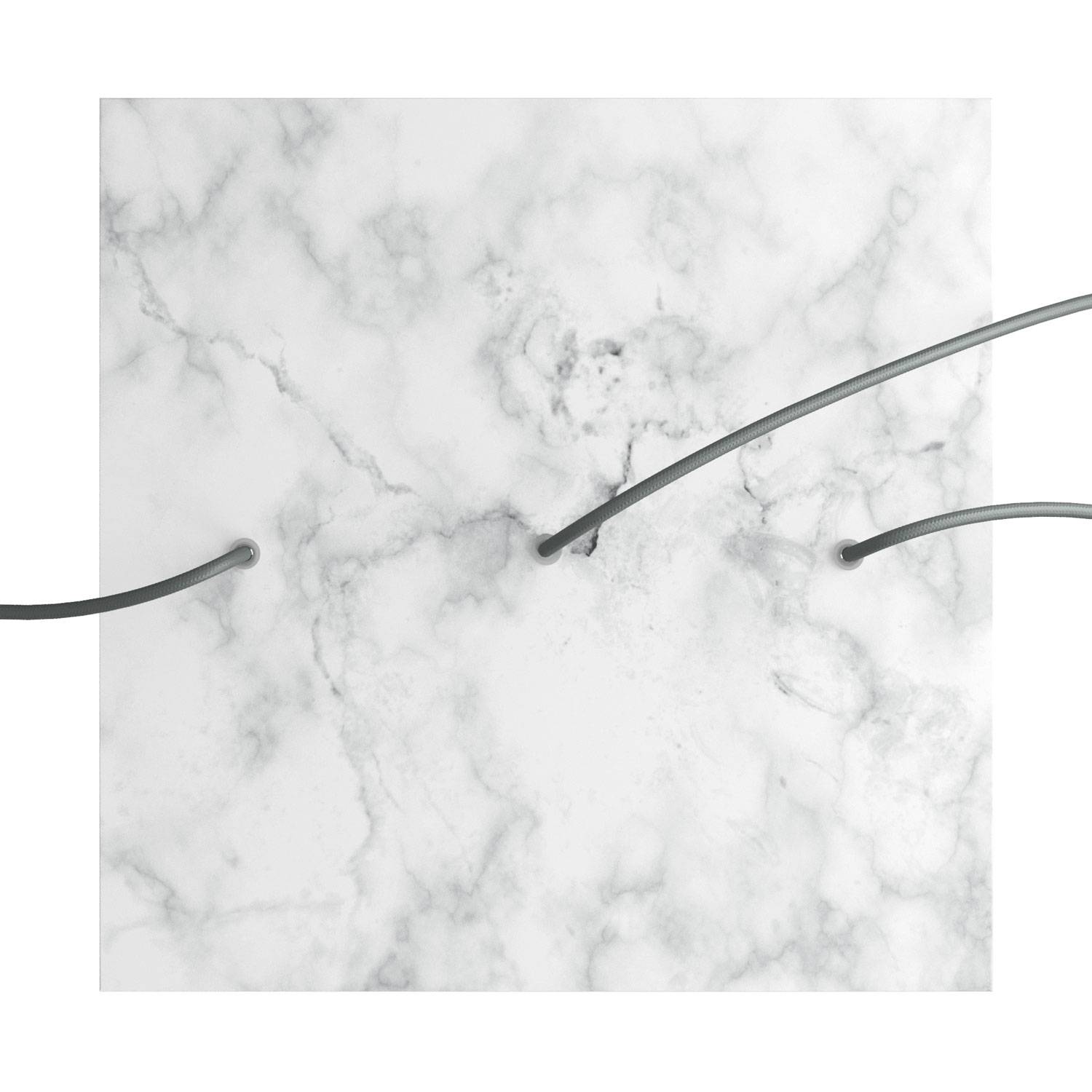 Rosone XXL Rose-One quadrato, 400 mm con 3 fori in linea e 4 fori laterali - Marmo Carrara Bianco