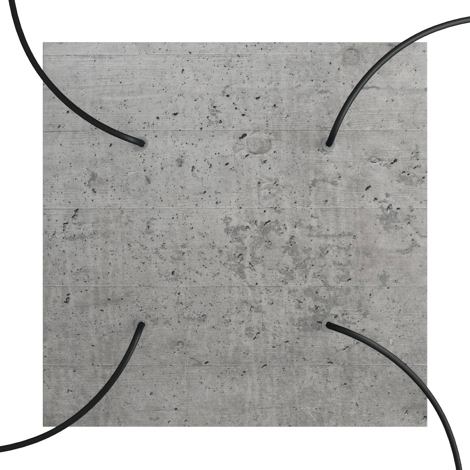 Rosone XXL Rose-One quadrato, 400 mm con 4 fori e 4 fori laterali - Cemento Bianco