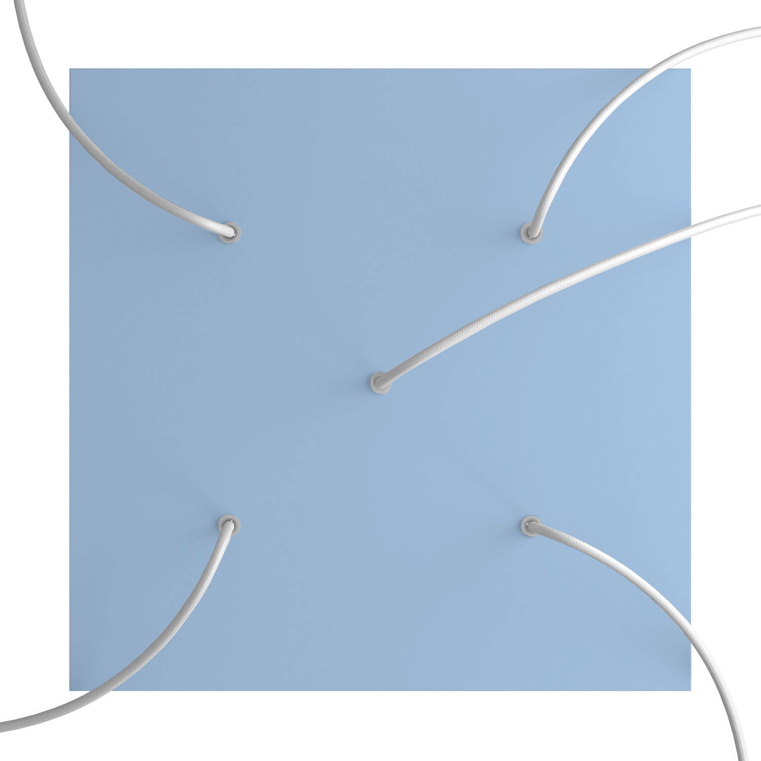 Rosone XXL Rose - One quadrato, 400 mm con 5 fori e 4 fori laterali - Blu carta da zucchero - Creative Cables