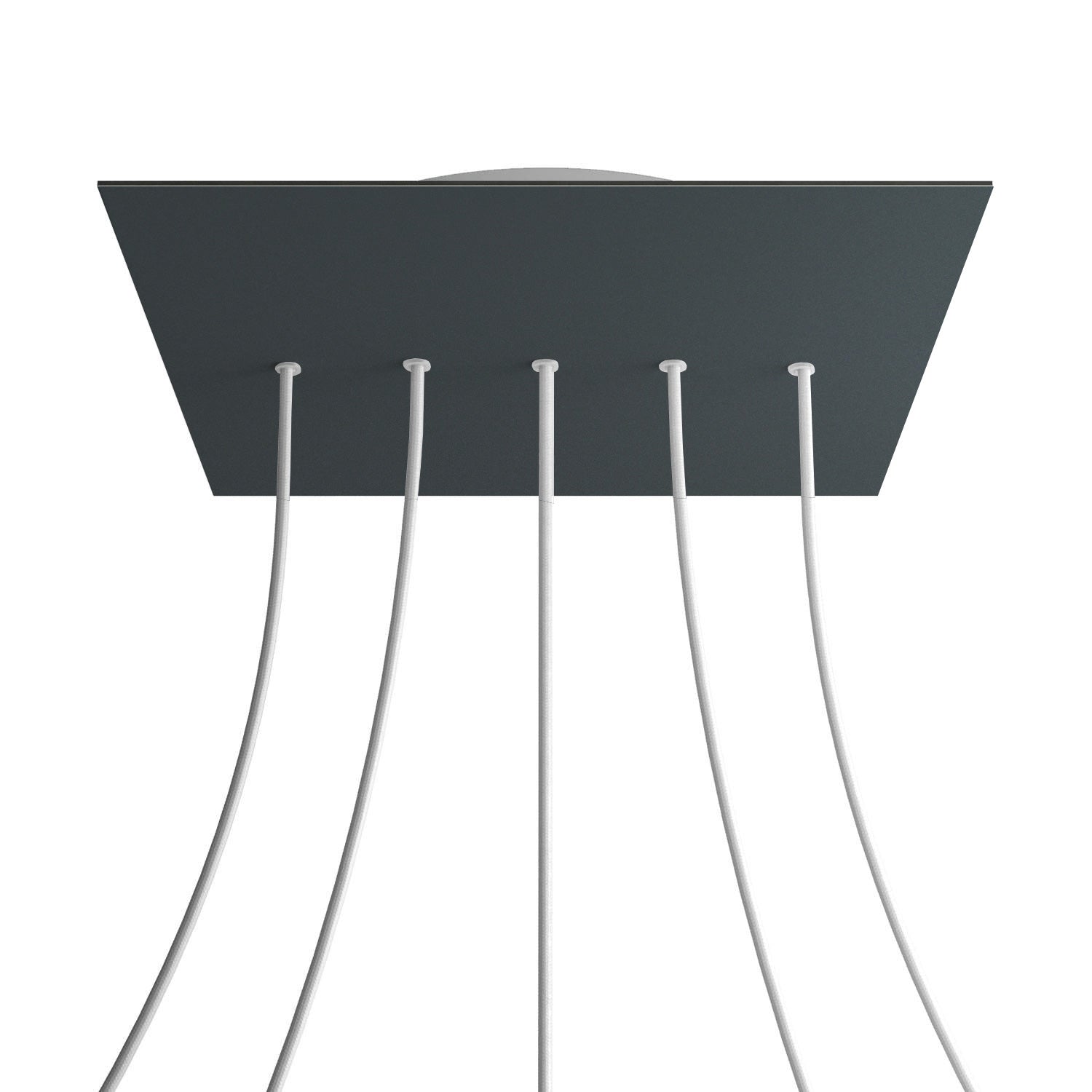 Rosone XXL Rose - One quadrato, 400 mm con 5 fori in linea e 4 fori laterali - Antracite - Creative Cables