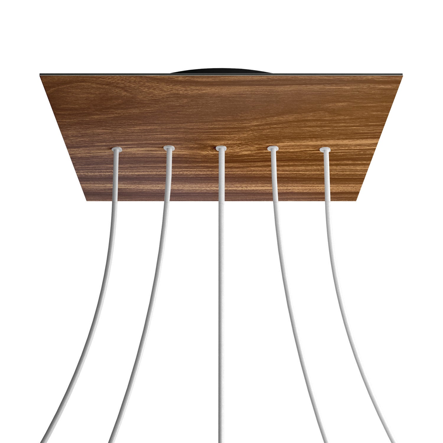 Rosone XXL Rose-One quadrato, 400 mm con 5 fori in linea e 4 fori laterali - Legno Nero