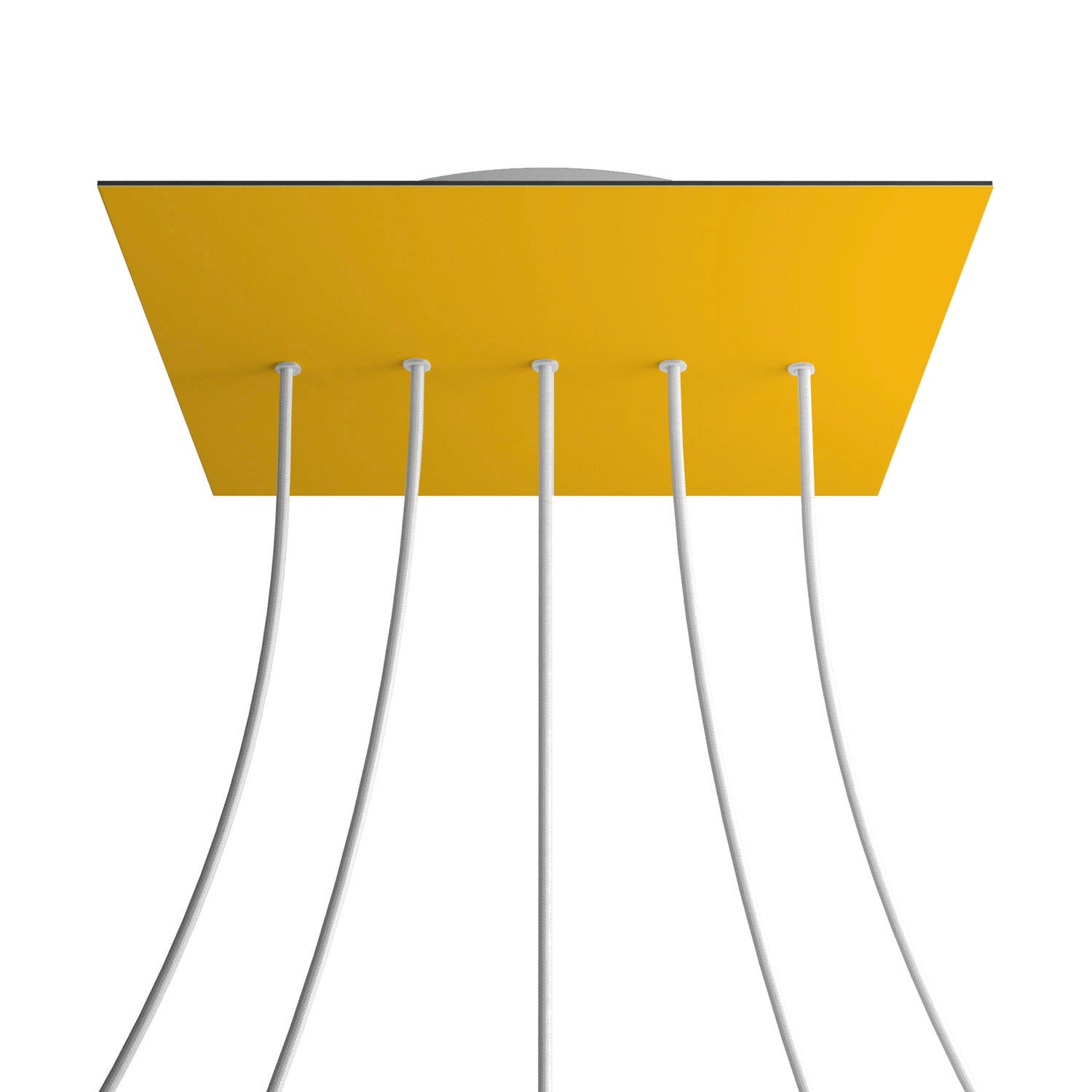 Rosone XXL Rose - One quadrato, 400 mm con 5 fori in linea e 4 fori laterali - Mostarda - Creative Cables