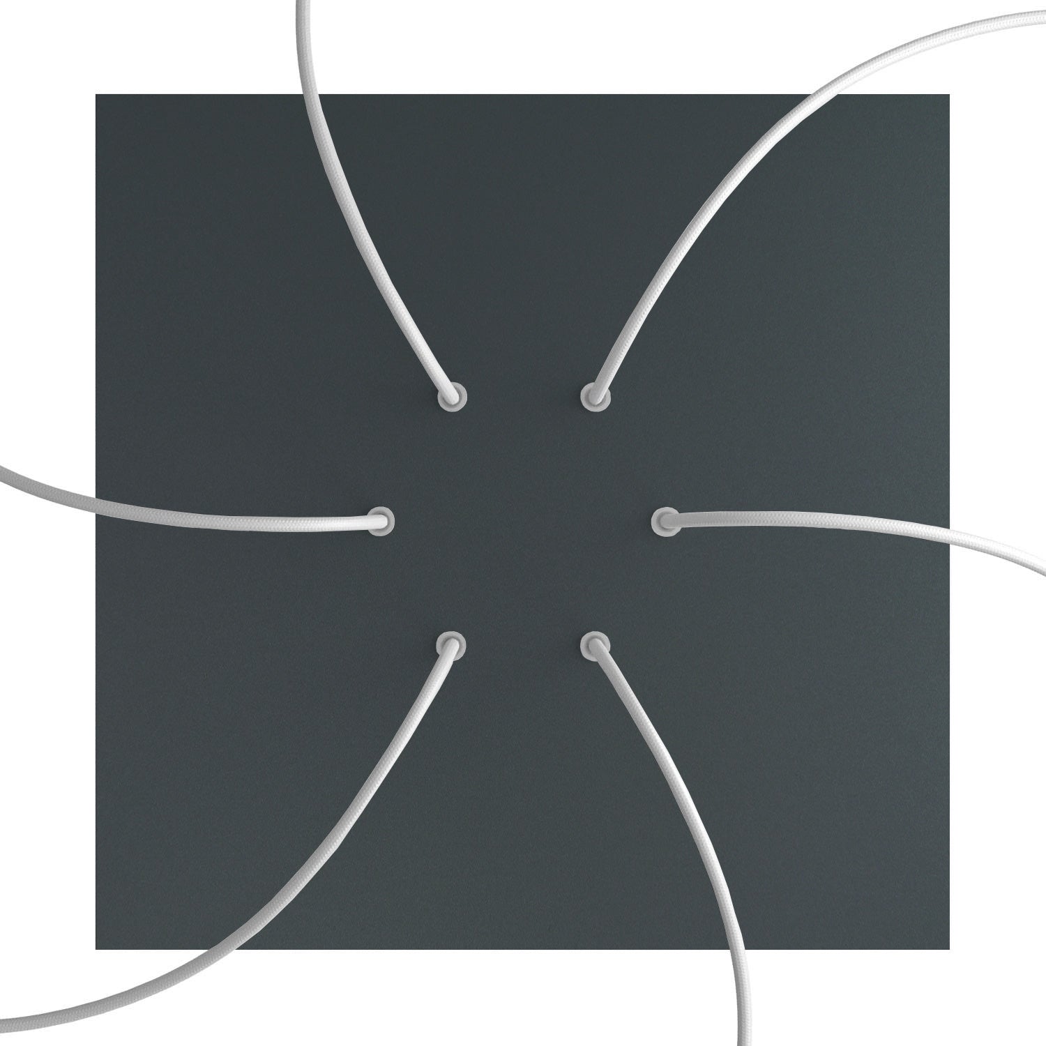 Rosone XXL Rose - One quadrato, 400 mm con 6 fori e 4 fori laterali - Antracite - Creative Cables