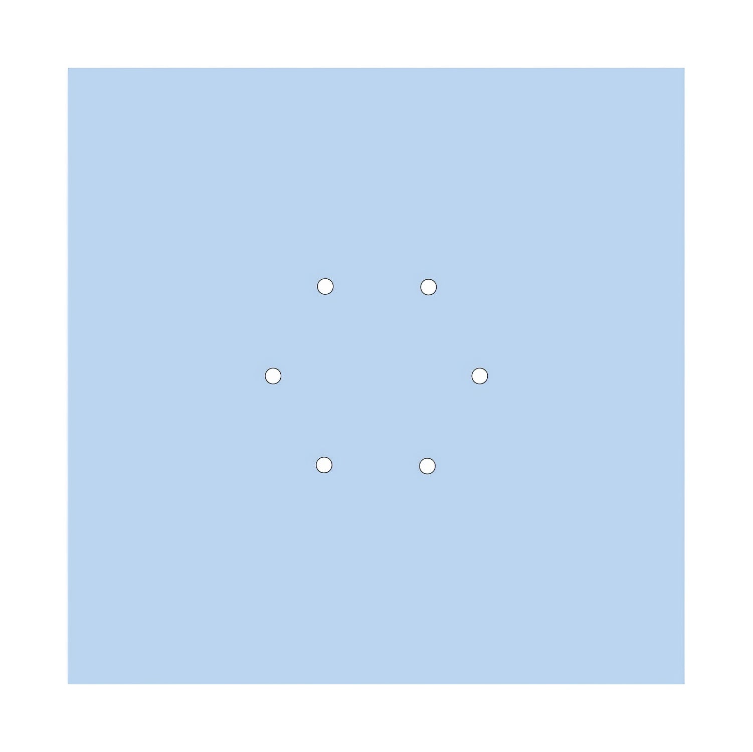 Rosone XXL Rose-One quadrato, 400 mm con 6 fori e 4 fori laterali - Blu carta da zucchero Bianco