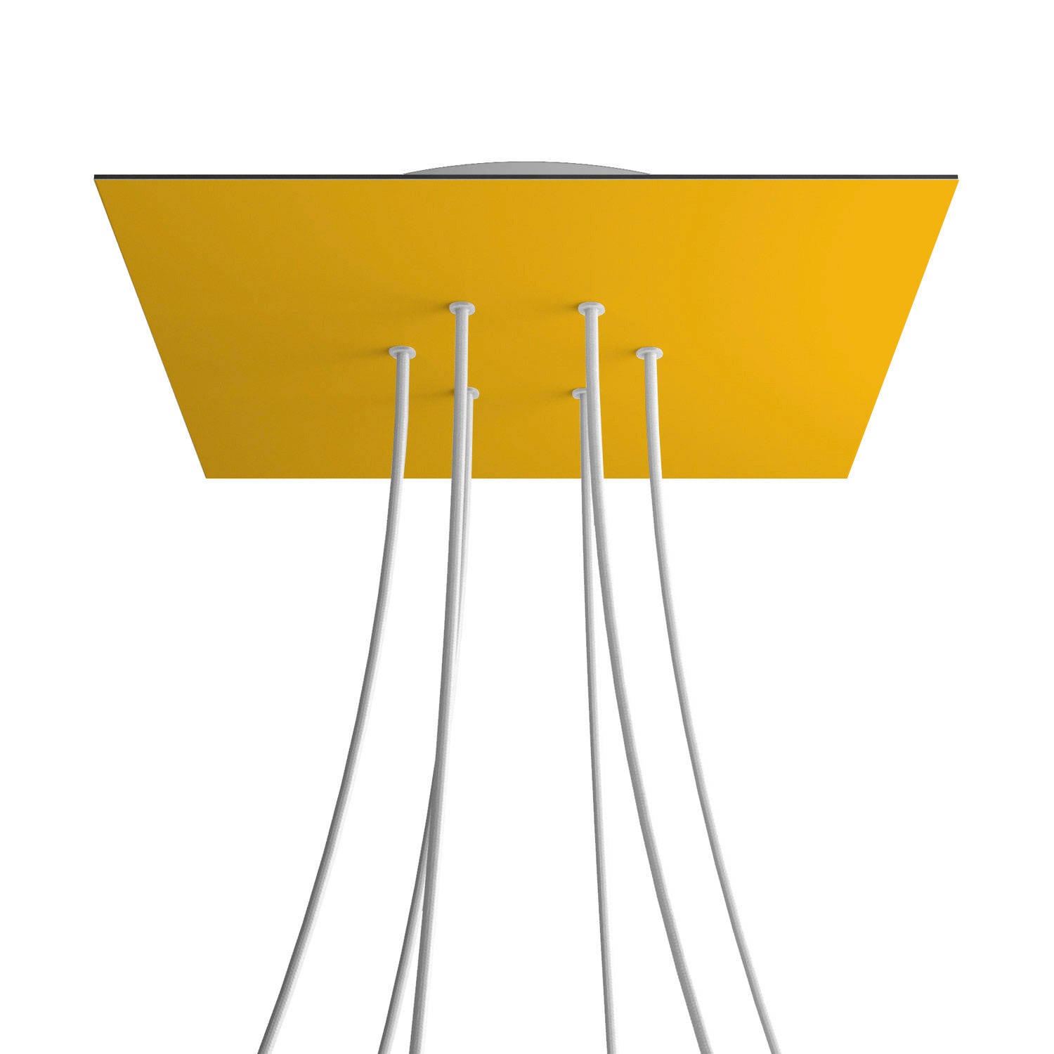 Rosone XXL Rose - One quadrato, 400 mm con 6 fori e 4 fori laterali - Mostarda - Creative Cables