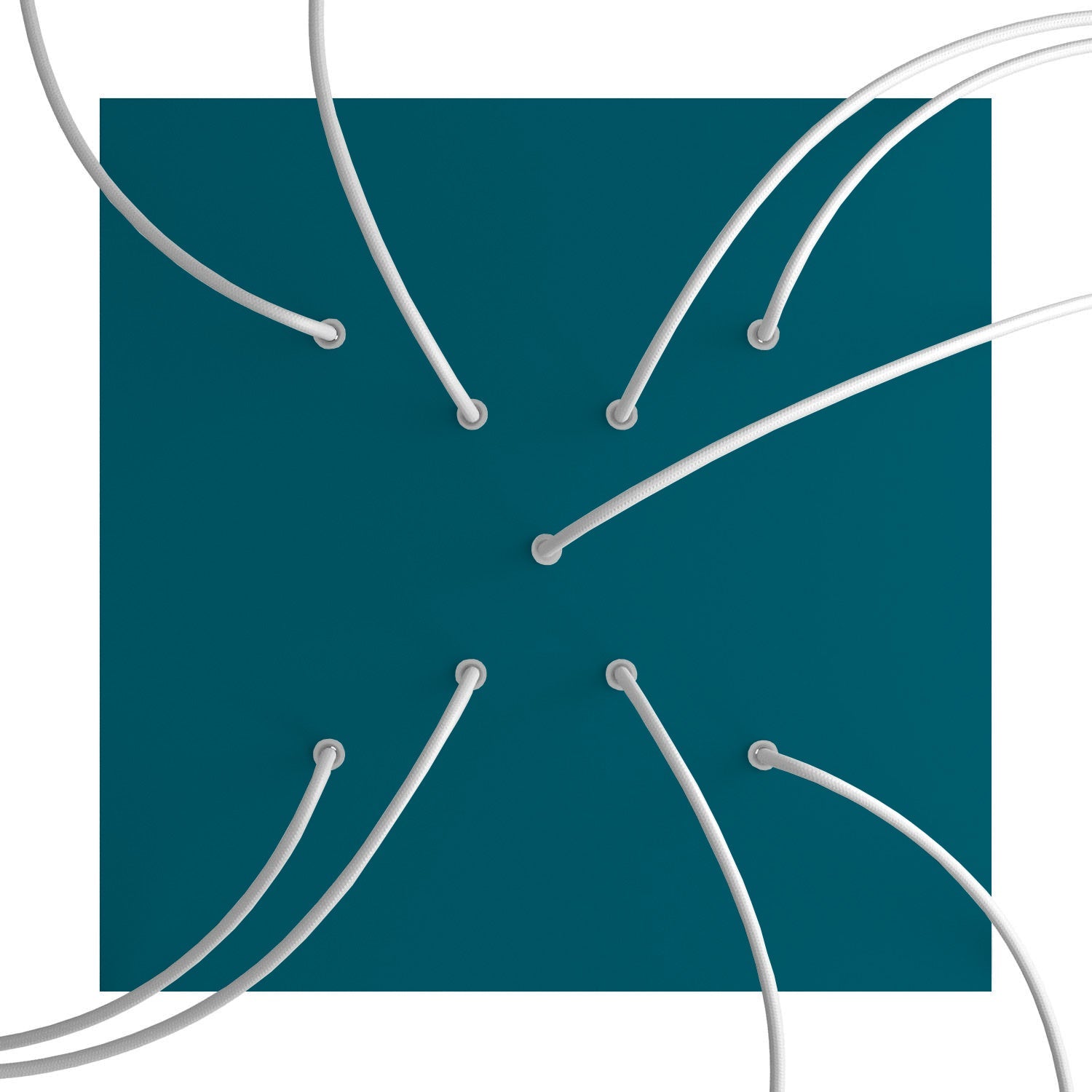 Rosone XXL Rose-One quadrato, 400 mm con 9 fori a X e 4 fori laterali - Petrolio Bianco