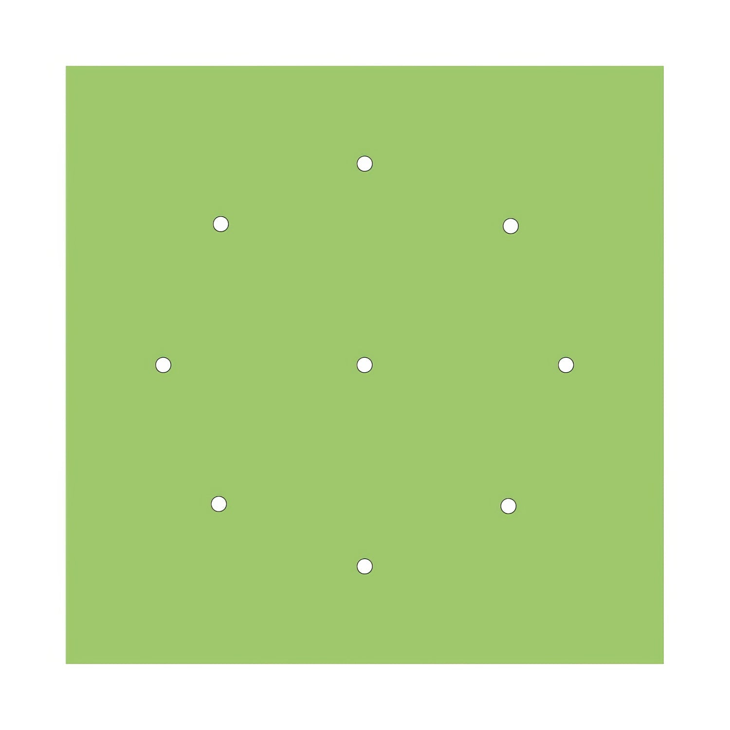 Rosone XXL Rose-One quadrato, 400 mm con 9 fori e 4 fori laterali - Verde prato Bianco