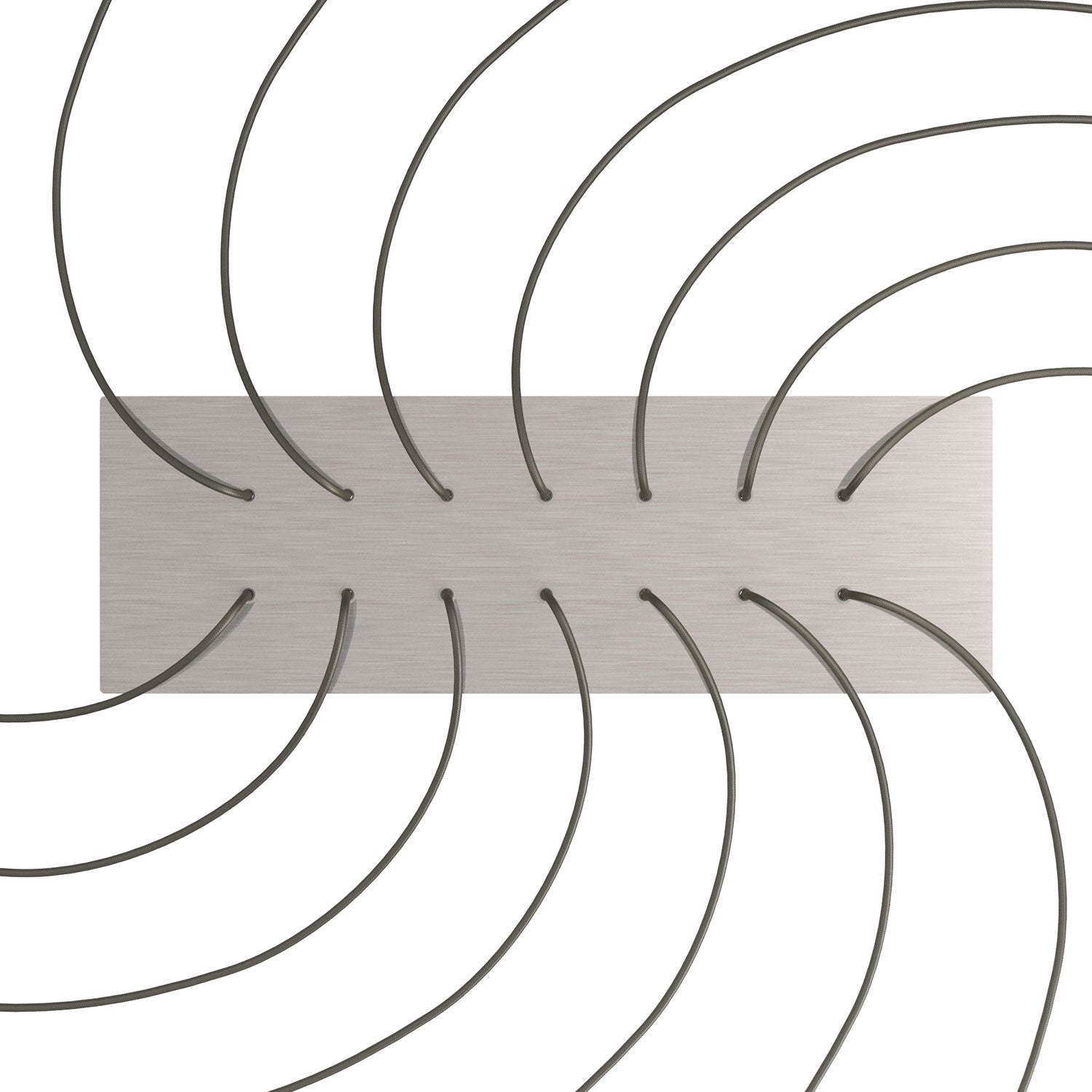 Rosone XXL Rose-One rettangolare a 14 fori e 6 fori laterali, dimensioni 675 x 225 mm - Dibond Acciaio satinato Bianco