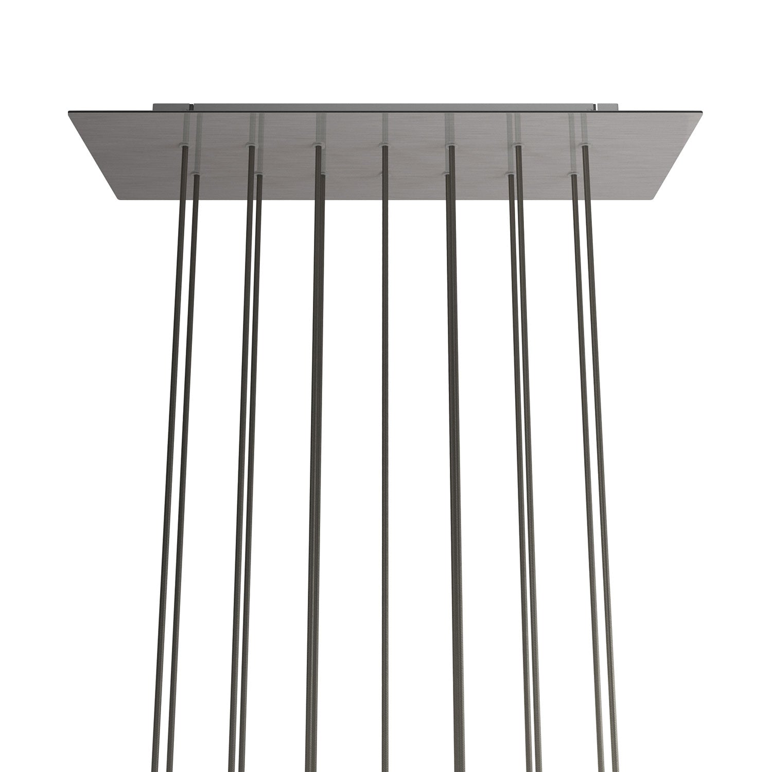 Rosone XXL Rose - One rettangolare a 14 fori e 6 fori laterali, dimensioni 675 x 225 mm - Dibond Acciaio satinato - Creative Cables