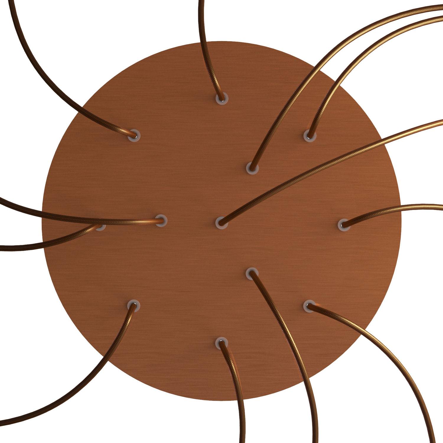 Rosone XXL Rose - One rotondo, diametro 400 mm con 12 fori e 4 fori laterali - Dibond Rame satinato - Creative Cables