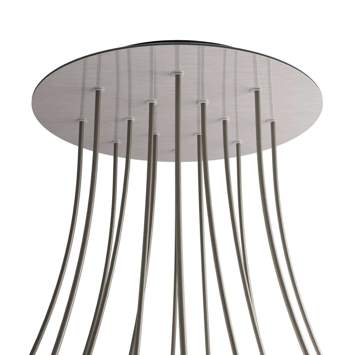 Rosone XXL Rose-One rotondo, diametro 400 mm con 14 fori e 4 fori laterali - Dibond Acciaio satinato Nero