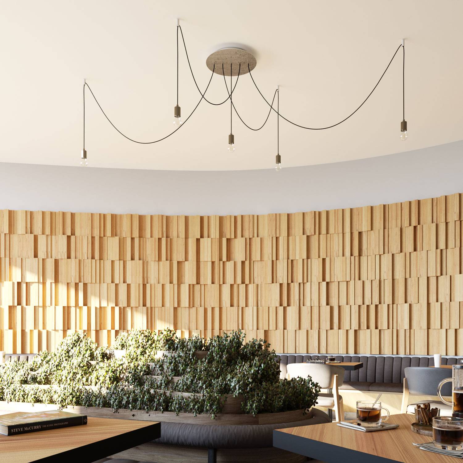 Rosone XXL Rose-One rotondo, diametro 400 mm con 5 fori in linea e 4 fori laterali - Dibond Rame satinato Bianco