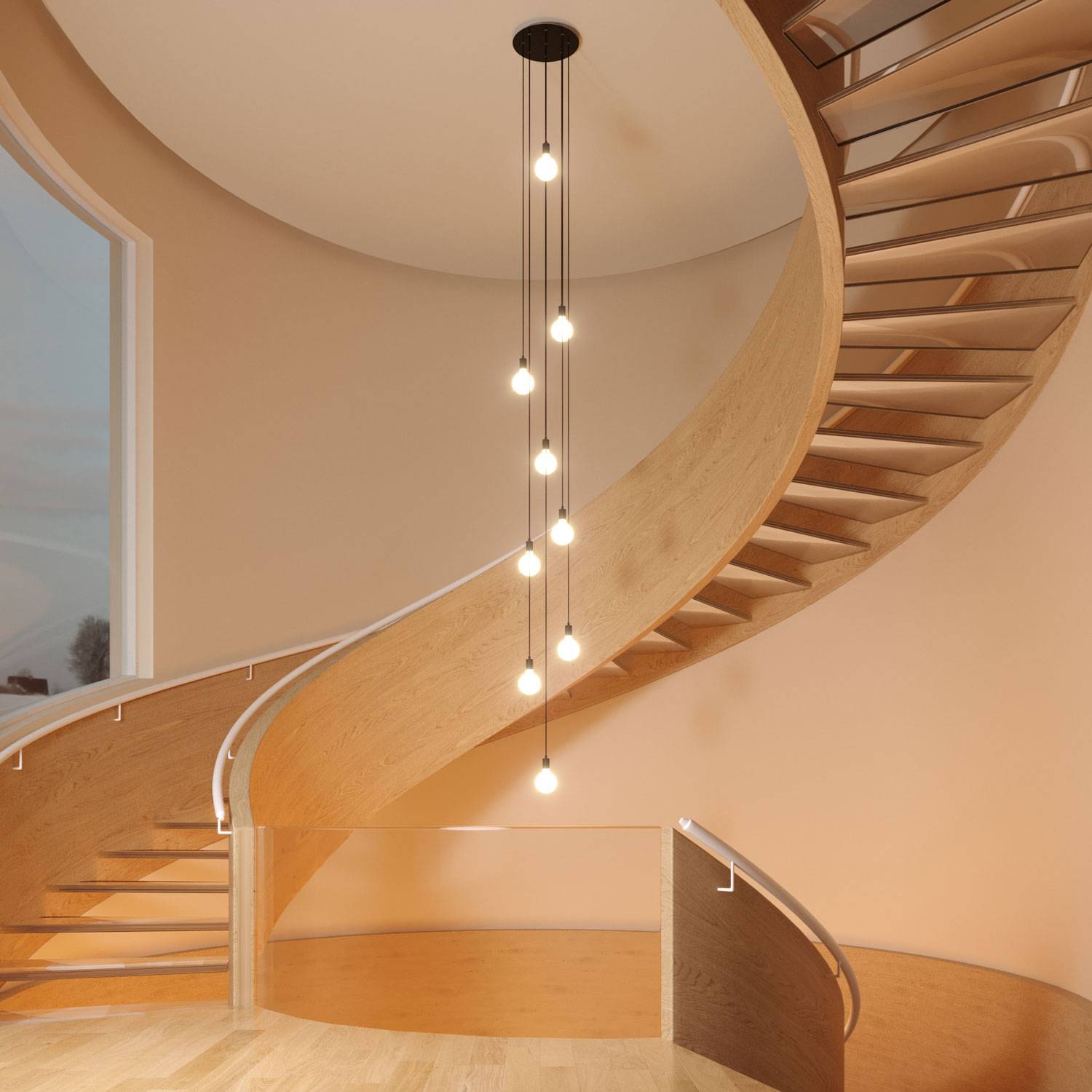 Rosone XXL Rose-One rotondo, diametro 400 mm con 9 fori e 4 fori laterali - Dibond Rame satinato Bianco