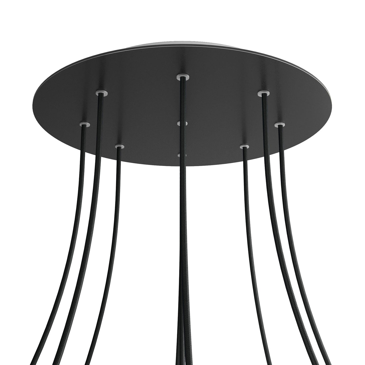 Rosone XXL Rose-One rotondo, diametro 400 mm con 9 fori e 4 fori laterali - Nero opaco Bianco