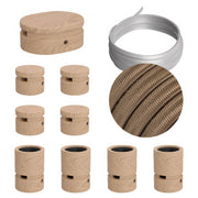 Sistema Filé Symmetric Kit - con cavo CM27 di 5 m per catenaria e 9 componenti in legno per interni