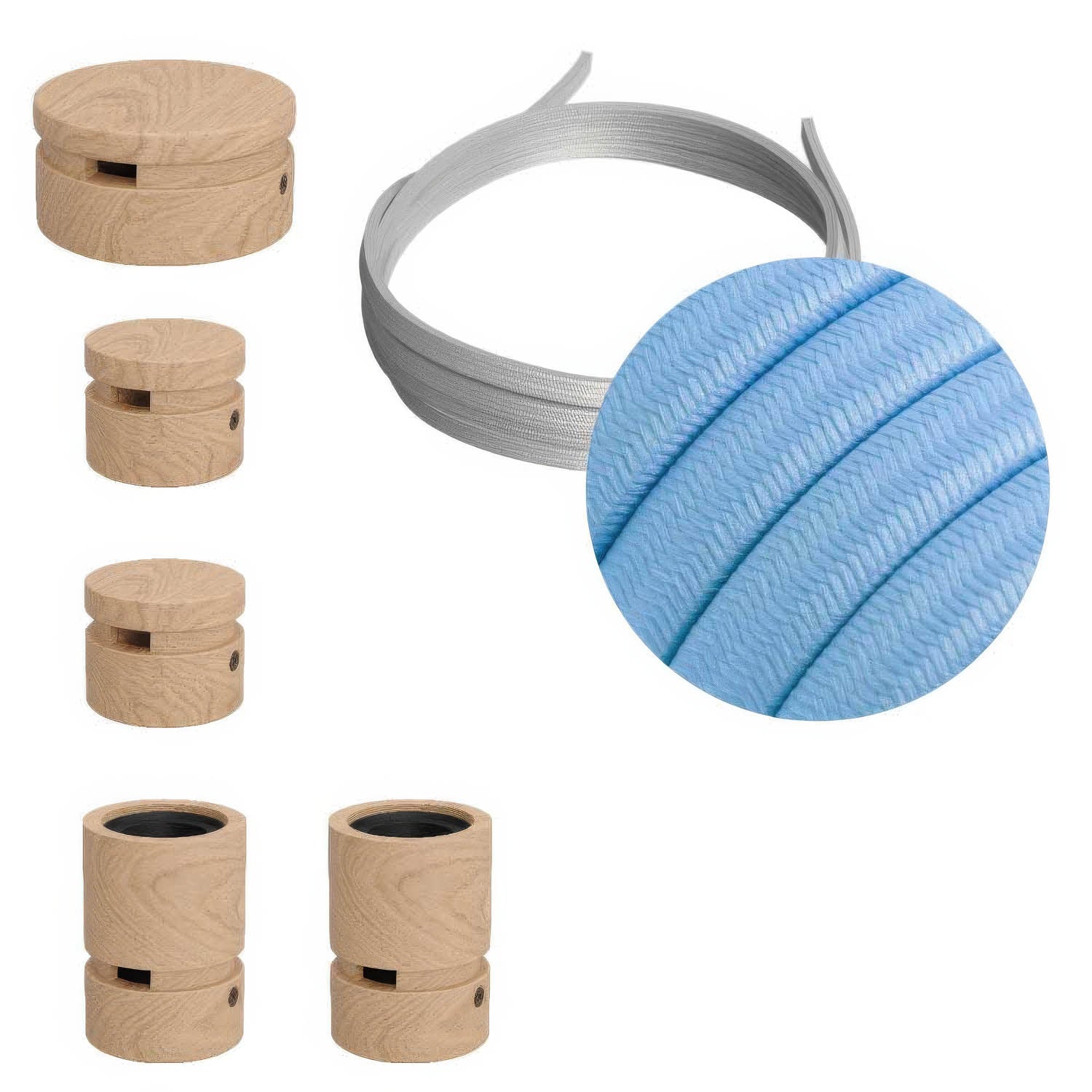 Sistema Filé Wiggle Kit - con cavo CM17 di 3 m per catenaria e 5 componenti in legno per interni