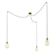 Spider - Lampada a sospensione multipla a 3 cadute con paralume Drop - Ottone