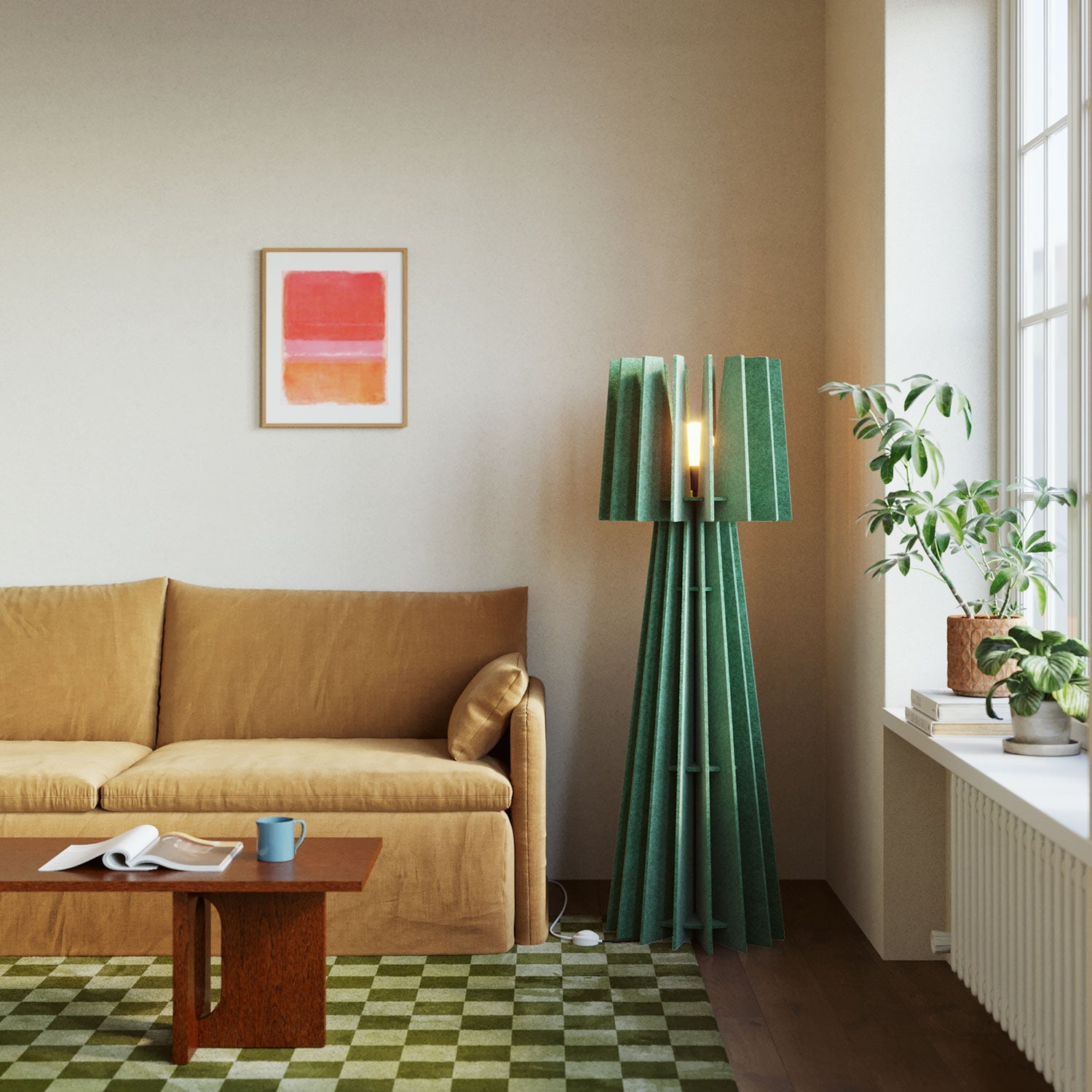 Struttura per lampada da terra SHHINE in materiale fonoassorbente - Verde melange