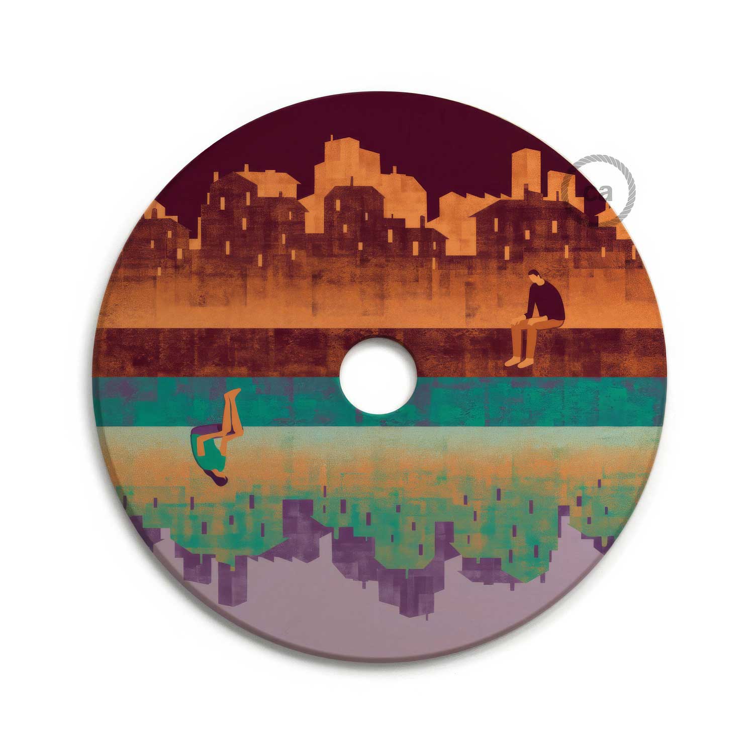 UFO Paralume in legno Special Edition Illustratori Italiani, double face, diametro 33 cm - Davide Bonazzi